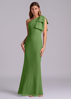 Azazie Yuanna Bridesmaid Dresses Basil Mermaid One Shoulder Chiffon Dress image4