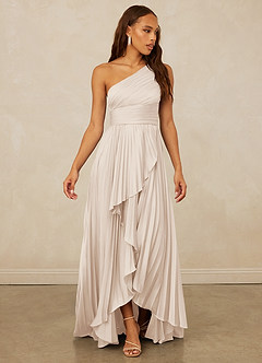 Christian Siriano Bridal for Azazie 1008 Bridesmaid Dresses White Alabaster A-Line One Shoulder Stretch Satin Dress image10