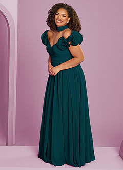 Barbie ♥ Azazie Bridesmaid Dresses Pine A-Line Off the Shoulder Chiffon Convertible Dress image14
