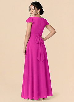 Azazie Payton Junior Robe Trapèze en Mousseline de soie Arc Fuchsia image2