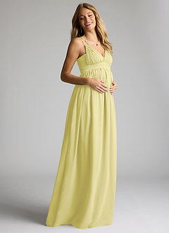Azazie Emree Maternity Bridesmaid Dresses A-Line Chiffon Floor-Length Dress image2