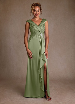 Azazie Santa Monica Mère de la mariée Robes Robe Trapèze en Dentelle Pistache image3