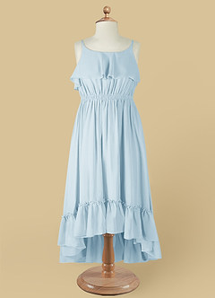 Azazie Karmen Flower Girl Dresses Sky Blue A-Line Ruched Chiffon Dress image9