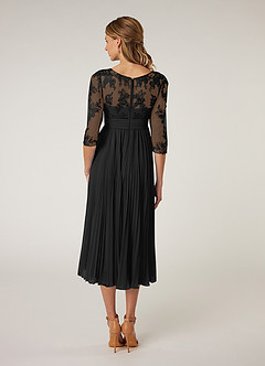 Azazie Tutu Kleider für die Brautmutter A-Linie Bootshals Spitze Chiffon Kleid Schwarz image2