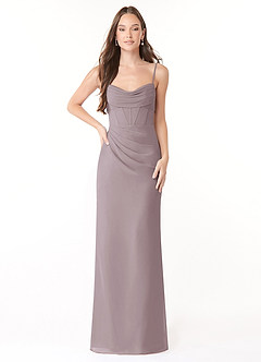 Azazie Mai Brautjungfernkleider Etui Plissee Chiffon Kleid Dämmerung image1