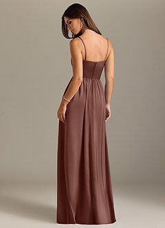 Azazie Calianna Bridesmaid Dresses Espresso A-Line Off the Shoulder Stretch Satin Convertible Dress image2
