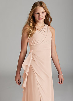 Azazie Maive Junior English Rose A-Line Pleated Chiffon Dress image4