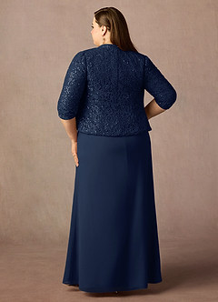 Azazie Cornelia Mother of the Bride Dresses Dark Navy Sheath Square Neckline Sequins Chiffon Dress image16