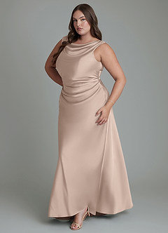 Azazie Kieryn Brautjungfernkleider Meerjungfrau-Linie Plissee Stretch-Satin Kleid Englisches Rosa image11