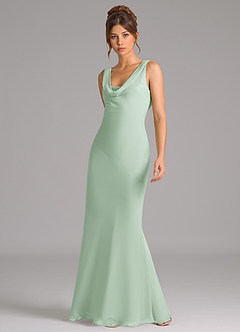 Azazie Rylina Bridesmaid Dresses Agave Mermaid Pleated Chiffon Dress image5