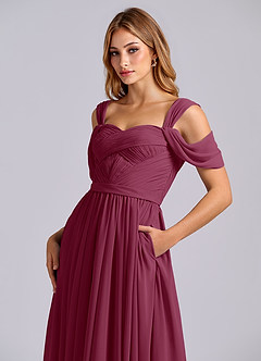 Azazie Koa Venta Final Vestido de Mora de Gasa de Corte en A con Vestidos sin tirantes image7