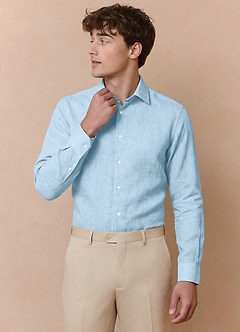 Elliot Sky Blue 100% Linen Dress Shirt