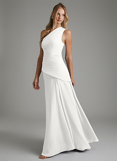 Azazie Holly Bridesmaid Dresses White A-Line Corset Chiffon Dress image4