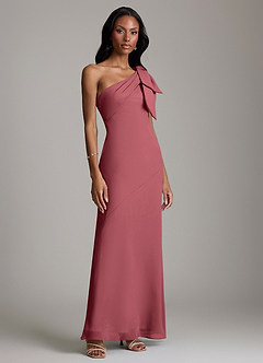 Azazie Yuanna Bridesmaid Dresses Merlot Mermaid One Shoulder Chiffon Dress image4