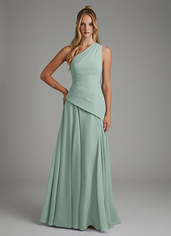Azazie Holly Bridesmaid Dresses Agave A-Line Corset Chiffon Dress image1