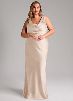 Azazie Rylina Bridesmaid Dresses White Alabaster Mermaid Stretch Satin Dress image9