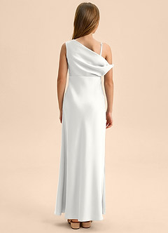 Azazie Emerson Junior Robe Fourreau en Satin extensible Épaule décolletée Blanc image2