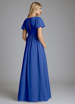 Azazie Verna Maternity Bridesmaid Dresses A-Line V-Neck Ruched Chiffon Floor-Length Dress image2