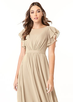 Azazie Daphne Modest Bridesmaid Dresses A-Line Ruffled Chiffon Floor-Length Dress image8