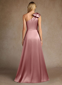 Azazie Easton vestidos de madre de la novia Vestido de Rosa Polvorienta de Satén Elástico de Corte en A con Hombro unilateral image3