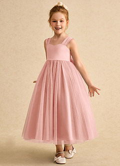 Azazie Chickadee Flower Girl Dresses Rosette Ball-Gown Sweetheart Neckline Matte Satin Dress image2