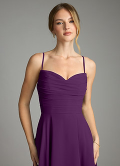 Azazie Ayla Abiti da Damigella Abito A-Line in Chiffon Scollo a Cuore Uva image3