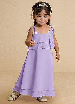 Azazie Temi Flower Girl Dresses Lilac A-Line Spaghetti Strap Chiffon Dress image6