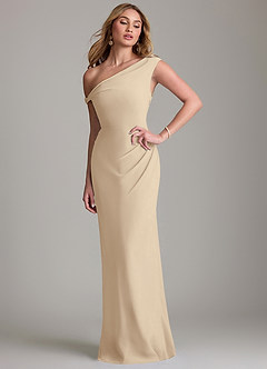 Azazie Emerson Brudtärnklänningar Klä av Tubklänning i Chiffong Av axeln Champagne image1