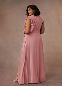 Azazie Narine Mother of the Bride Dresses Dusty Rose A-Line High Neckline Pleated Chiffon Dress image10