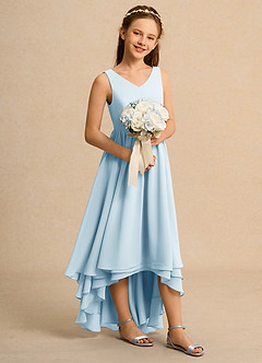 Azazie Kitten Junior Formal vestidos de niña de las flores Vestido de Azul Cielo de Gasa de Corte En A image3