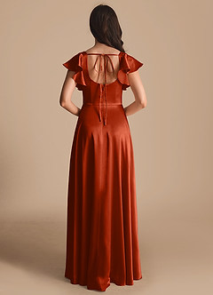 Azazie Bondi Bridesmaid Dresses Paprika A-Line Bow Metallic Satin Dress image3