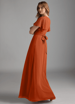 Azazie Zaniah Bridesmaid Dresses Burnt Orange A-Line Chiffon Dress image7