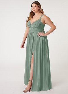 Azazie Chanel Bridesmaid Dresses Silver Sage A-Line Pleated Chiffon Dress image10