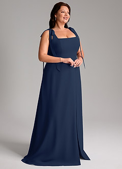 Azazie Debra Bridesmaid Dresses Dark Navy A-Line with Pockets Chiffon Convertible Dress image12