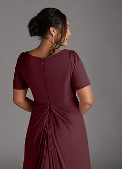 Azazie Bessie Mother of the Bride Dresses Cabernet A-Line Pleated Mesh Dress image10