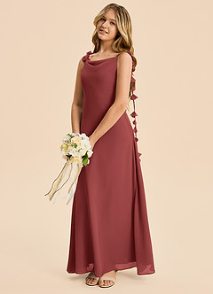 Azazie Gumdrop Junior Terracotta Empire Pleated Chiffon Dress image2