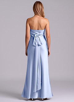 Azazie Ailanie 신부 들러리 드레스 쉬스 스트랩리스 스트레치 새틴 바닥 길이 드레스 image7