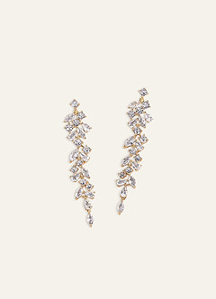 front Boucles d'oreilles à pampilles feuilles en strass