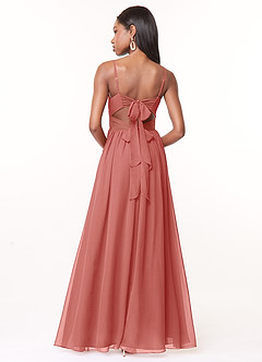 Azazie Zeya 신부 들러리 드레스 A라인 주름진 쉬폰 바닥 길이 드레스 image4