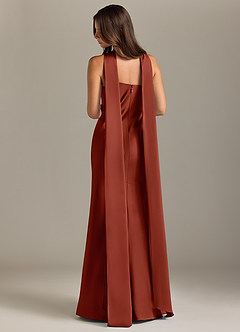 Azazie Kinsley Bridesmaid Dresses Terracotta Mermaid Side Slit Stretch Satin Dress image2