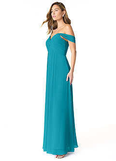 Azazie Kaitlynn Bridesmaid Dresses Jade Empire Ruched Chiffon Convertible Dress image4