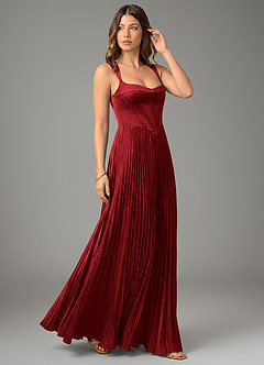 Azazie Avenelle Bridesmaid Dresses Scarlet A-Line Corset Stretch Satin Dress image5