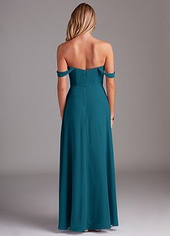Azazie Aaron Bridesmaid Dresses Ink Blue A-Line Off the Shoulder Chiffon Convertible Dress image3