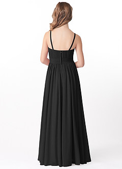 Azazie Astrid Junior Black A-Line Floral Chiffon Dress image2