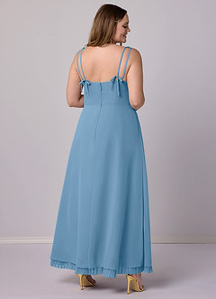 Barbie ♥ Azazie Final Sale Steel Blue A-Line Pleated Chiffon Dress image11