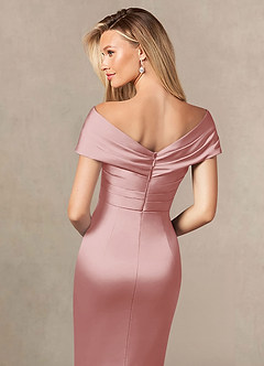 Azazie Ludlow Mother of the Bride Dresses Powder Pink Mermaid Pleated Stretch Satin Dress image5