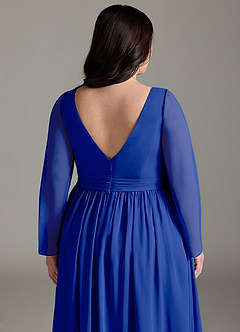 Azazie Teton Vestidos de dama de honra para maternidade Vestir Linha A Manga comprida Comprimento do chão Chiffon image13