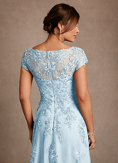 Azazie Jalinda Mother of the Bride Dresses Sky Blue A-Line Lace Chiffon Dress image6