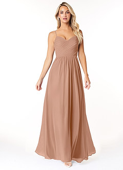 Azazie Lisbon Bridesmaid Dresses Champagne Rose A-Line Sweetheart Neckline Chiffon Dress image5