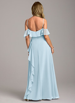 Azazie Aubrie Bridesmaid Dresses Sky Blue A-Line Off the Shoulder Chiffon Dress image6